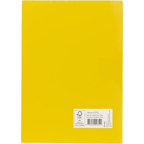 Karton, farbig, A4, 210x297 mm, 180 g, Sonnengelb, 100 Bl./ 1 Pck – Bild 4