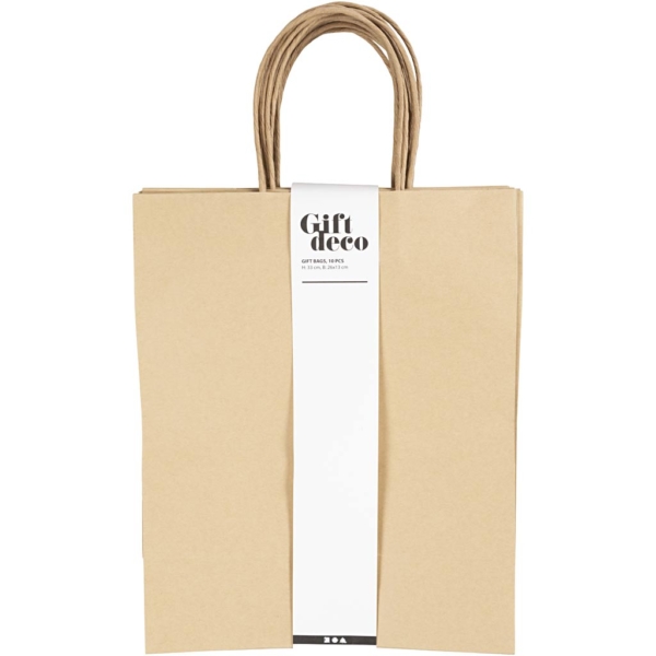Papiertüten, H 33 cm, B 26x13 cm, 125 g, Braun, 10 Stk/ 1 Pck – Bild 2