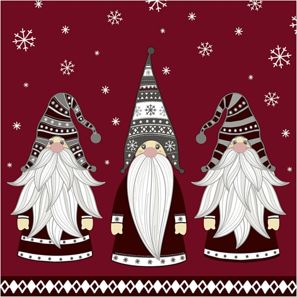 Papierservietten, Wichtelmänner, Größe 33x33 cm, 20 Stk/ 1 Pck