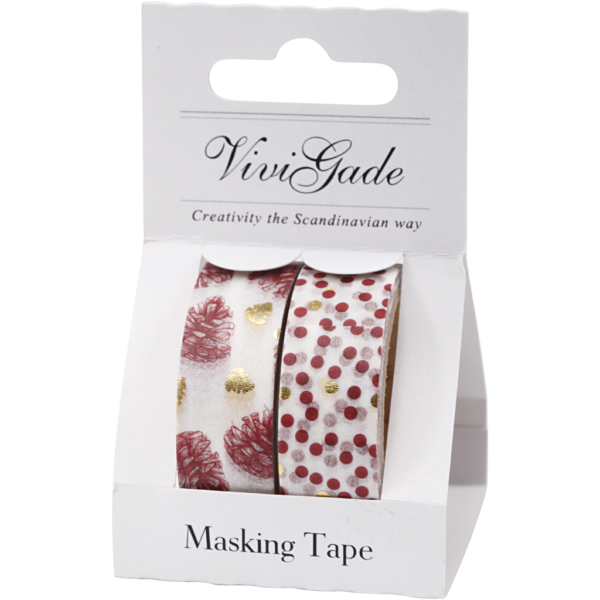 Washi Tape, Zapfen und Punkte - Glanzfolie, B 15 mm, 2x4 m/ 1 Pck – Bild 2