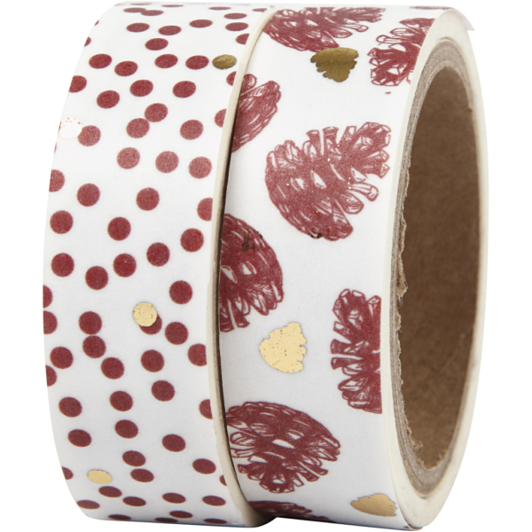 Washi Tape, Zapfen und Punkte - Glanzfolie, B 15 mm, 2x4 m/ 1 Pck – Bild 3