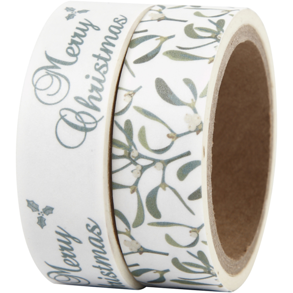 Washi Tape, Mistelzweige und Frohe Weihnachten, B 15 mm, 2x5 m/ 1 Pck