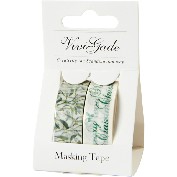 Washi Tape, Mistelzweige und Frohe Weihnachten, B 15 mm, 2x5 m/ 1 Pck – Bild 2