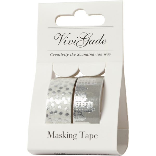 Washi Tape, Häuser & Punkte - Folie, B 15 mm, Silber, 2x4 m/ 1 Pck – Bild 2