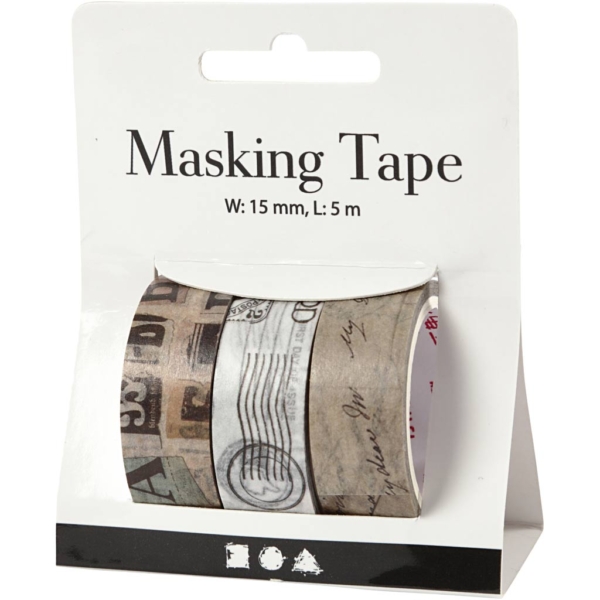 Washi Tape, Briefpost, L 5 m, B 15 mm, 3 Rolle/ 1 Pck – Bild 2