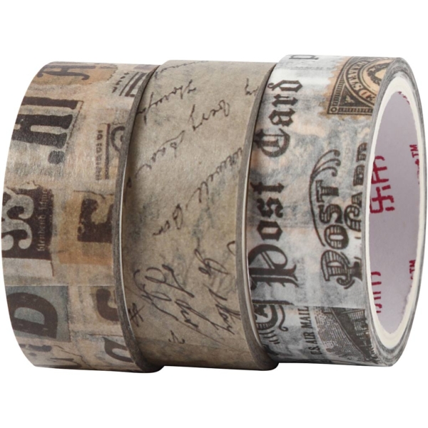 Washi Tape, Briefpost, L 5 m, B 15 mm, 3 Rolle/ 1 Pck – Bild 3