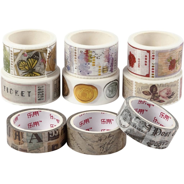 Washi Tape, L 3+5 m, B 15+25 mm, 9 Rolle/ 1 Pck – Bild 2