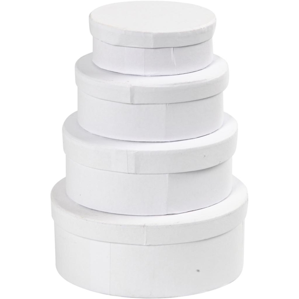Schachteln, oval, H 4+5+6+7 cm, L 10+12+14+16 cm, Weiß, 4 Stk/ 1 Set – Bild 2