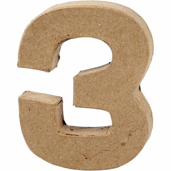 Zahl, 3, H 10 cm, B 8 cm, Dicke 1,7 cm, 1 Stk – Bild 2