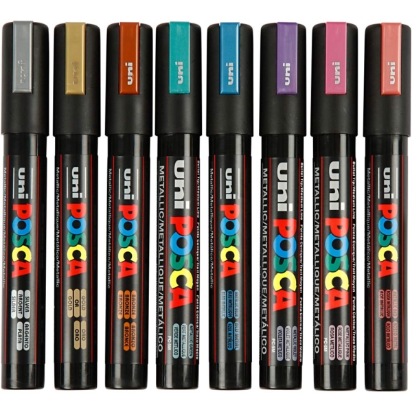 Posca Marker , Nr. PC-5M, Strichstärke 2,5 mm, Metallic-Farben, 8 Stk/ 1 Pck – Bild 4