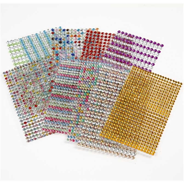 Strassstein-Sticker, D 4-6 mm, 16x9,5 cm, Sortierte Farben, 10 Bl./ 1 Pck – Bild 3