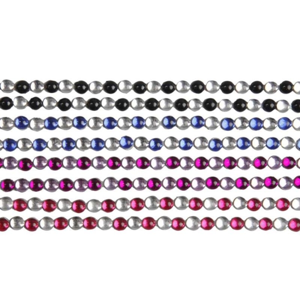 Strasssteine zum Aufkleben, L 15 cm, B 4 mm, Schwarz, Blau, Flieder, Rot, 8 Bl./ 1 Pck