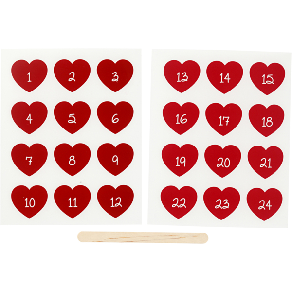Rub-on Sticker, Adventkalender-Zahlen, H 32 mm, B 28 mm, 12,2x15,3 cm, Rot, 1 Pck – Bild 2