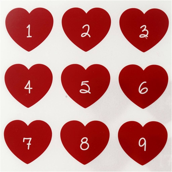 Rub-on Sticker, Adventkalender-Zahlen, H 32 mm, B 28 mm, 12,2x15,3 cm, Rot, 1 Pck – Bild 4