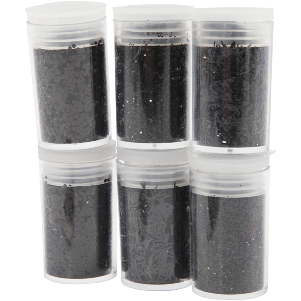 Glitter-/Pailletten-Sortiment, Schwarz, 6x5 g/ 1 Pck – Bild 2