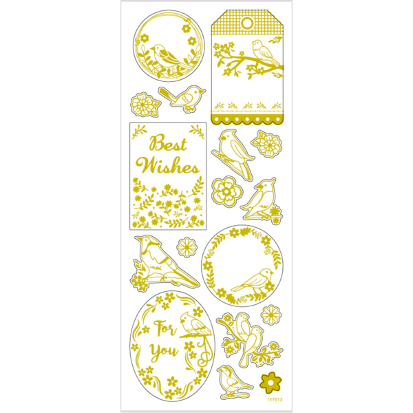 Sticker 'Thank you', Vögel, 10x24 cm, Gold, 1 Bl. – Bild 2