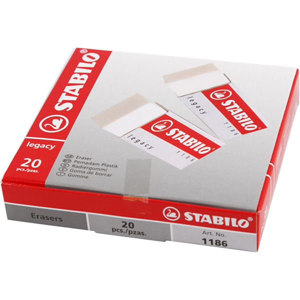 Stabilo Radiergummi, H 1 cm, L 6,3 cm, B 2,3 cm, Weiß, 20 Stk/ 1 Pck – Bild 3