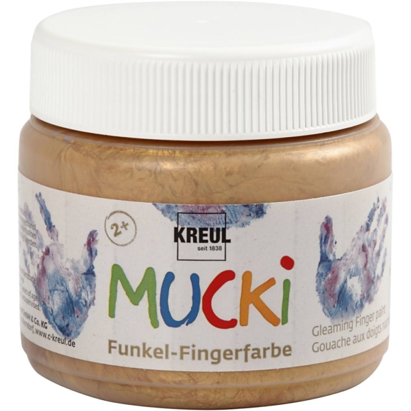 Mucki Fingerfarbe, Metalic-gold, 150 ml/ 1 Dose – Bild 2
