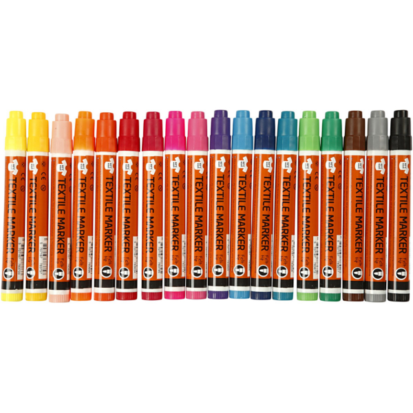Stoffmalstifte, Strichstärke 2-4 mm, Sortierte Farben, 18 Stk/ 1 Pck – Bild 2