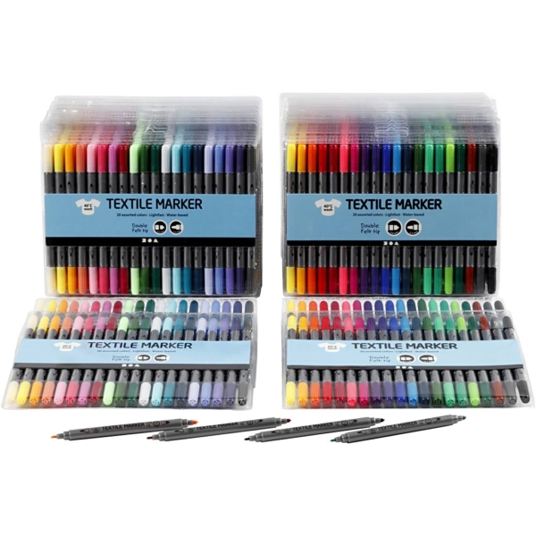 Textil-Marker, Strichstärke 2,3+3,6 mm, Standard-Farben, Zusätzliche Farben, 24x20 Stk/ 1 Pck – Bild 2