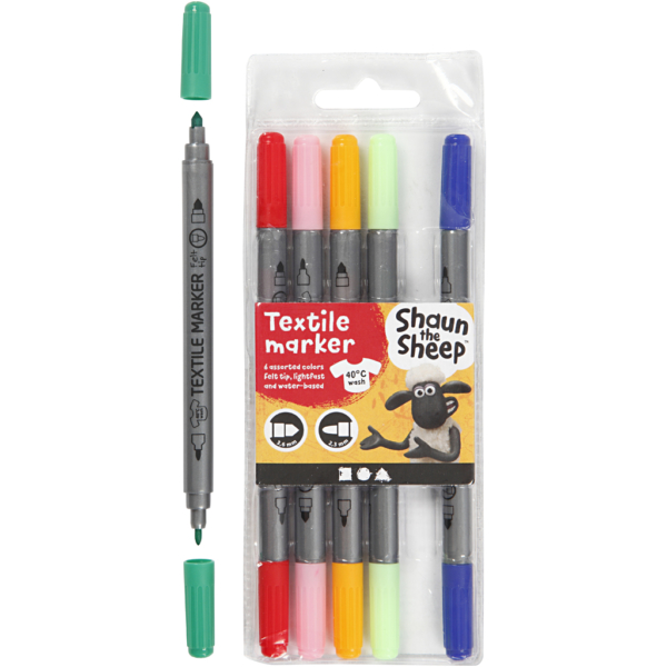 Textil-Marker, Strichstärke 2,3+3,6 , Sortierte Farben, 6 Stk/ 1 Pck