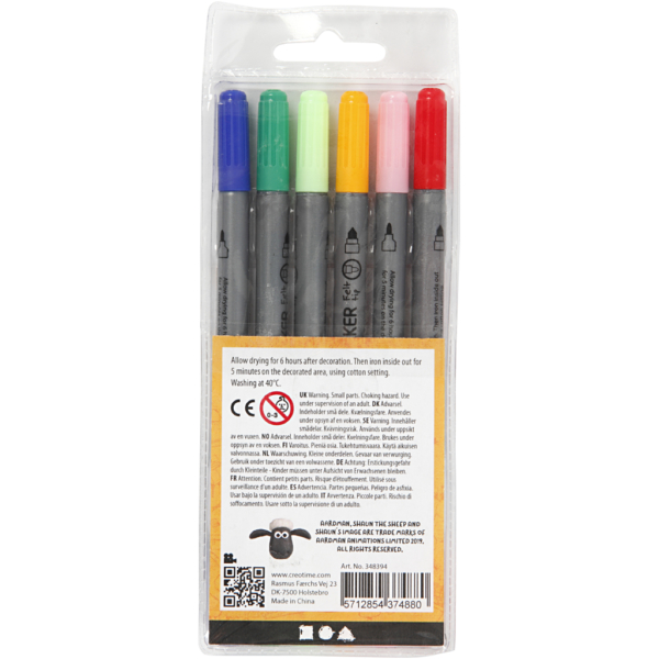 Textil-Marker, Strichstärke 2,3+3,6 , Sortierte Farben, 6 Stk/ 1 Pck – Bild 4