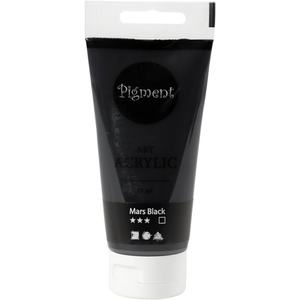 Pigment Art Acrylfarbe, Mattglänzend, Deckend, Mars-Schwarz, 75 ml/ 1 Fl.