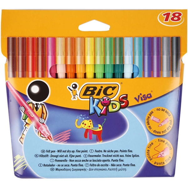 Visa Fine Filzstifte - Sortiment, Strichstärke 1,6 mm, Sortierte Farben, 18 Stk/ 1 Pck – Bild 3