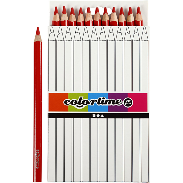 Colortime Buntstifte, L 17,45 cm, Mine 5 mm, JUMBO, Rot, 12 Stk/ 1 Pck