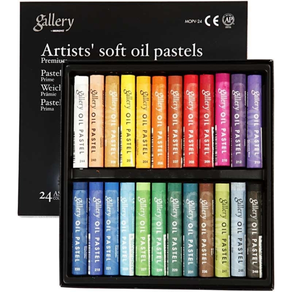 Gallery Ölpastellkreide Premium, L 7 cm, Dicke 10 mm, Sortierte Farben, 24 Stk/ 1 Pck – Bild 2