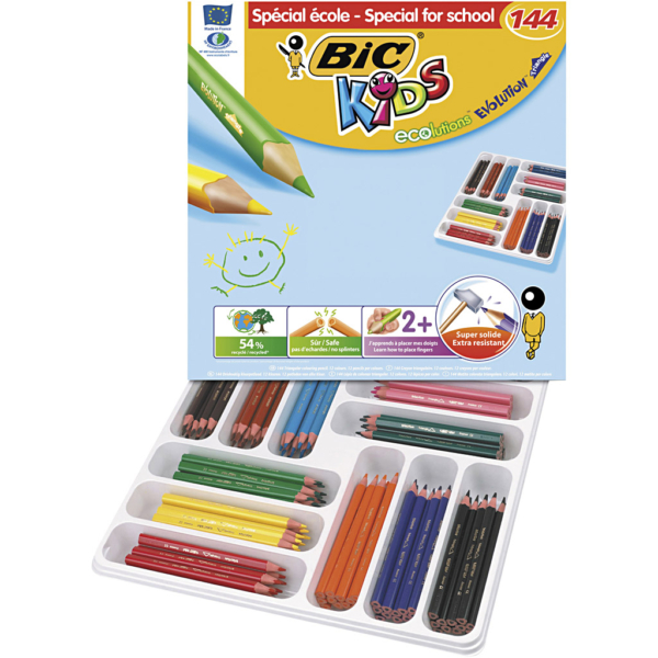 BIC Eco Evolution Buntstifte, Mine 5 mm, Sortierte Farben, 12 Stk/ 1 Pck
