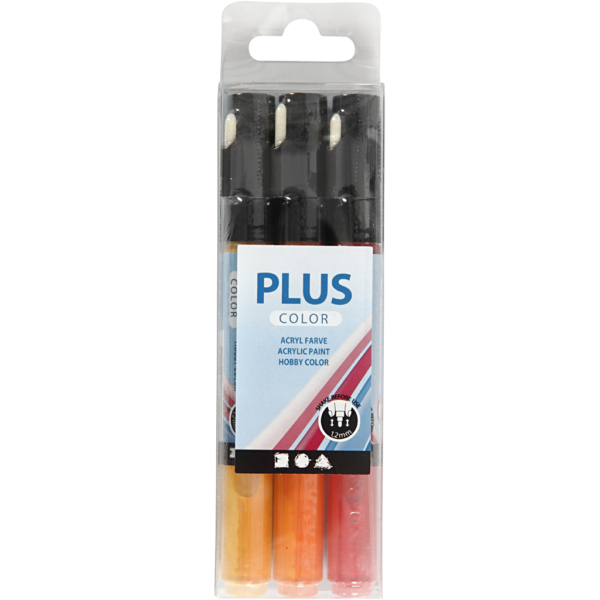 Plus Color Marker, L 14,5 cm, Strichstärke 1-2 mm, Kürbis, Purpurrot, Sonnengelb, 3 Stk/ 1 Pck, 5,5 ml – Bild 2