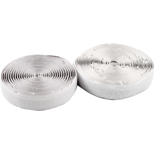 Klettband Haken & Ösen, selbstklebend, B 20 mm, Weiß, 5 m/ 1 Rolle – Bild 2