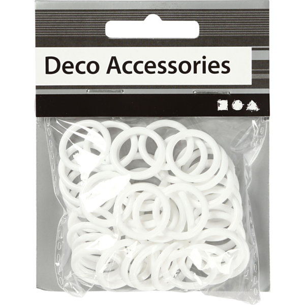 Plastikringe, Größe 19 mm, Dicke 2,5 mm, Weiß, 50 Stk/ 1 Pck – Bild 3