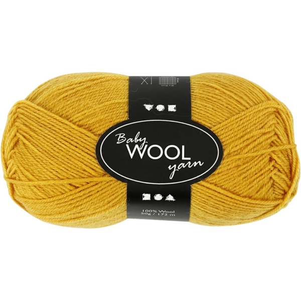 Babywolle, L 172 m, Dunkelgelb, 50 g/ 1 Knäuel – Bild 2