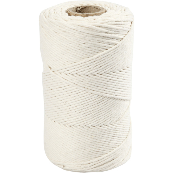 Macramé-Kordel, L 198 m, D 2 mm, Naturweiß, 330 g/ 1 Rolle