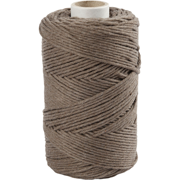 Macramé-Kordel, L 198 m, D 2 mm, Hellbraun, 330 g/ 1 Rolle