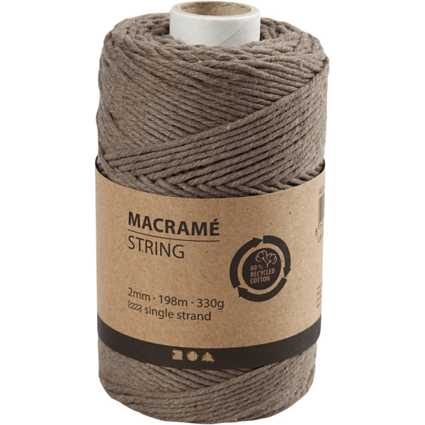 Macramé-Kordel, L 198 m, D 2 mm, Hellbraun, 330 g/ 1 Rolle – Bild 2