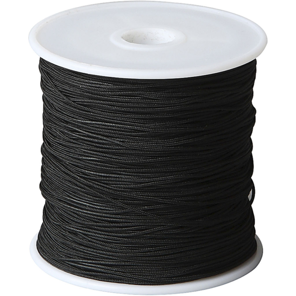 Macramé-Kordel, Dicke 1 mm, Schwarz, 50 m/ 1 Rolle