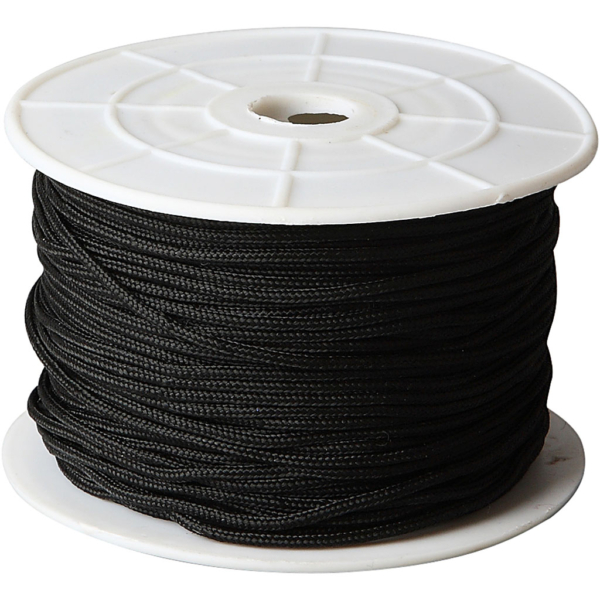 Macramé-Kordel, Dicke 2 mm, Schwarz, 50 m/ 1 Rolle
