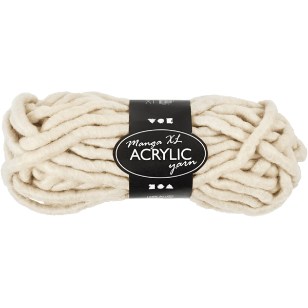 Chunky-Wolle XL (Polyacryl), L 17 m, Größe manga , Naturweiß, 200 g/ 1 Knäuel – Bild 2
