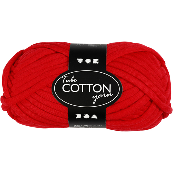 Baumwoll-Schlauchgarn, L 45 m, Rot, 100 g/ 1 Knäuel