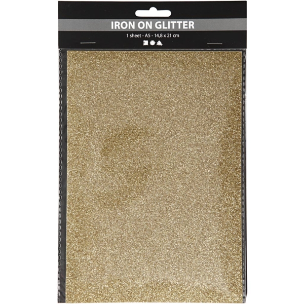 Bügelfolie, A5, 148x210 mm, Glitter, Gold, 1 Bl. – Bild 2