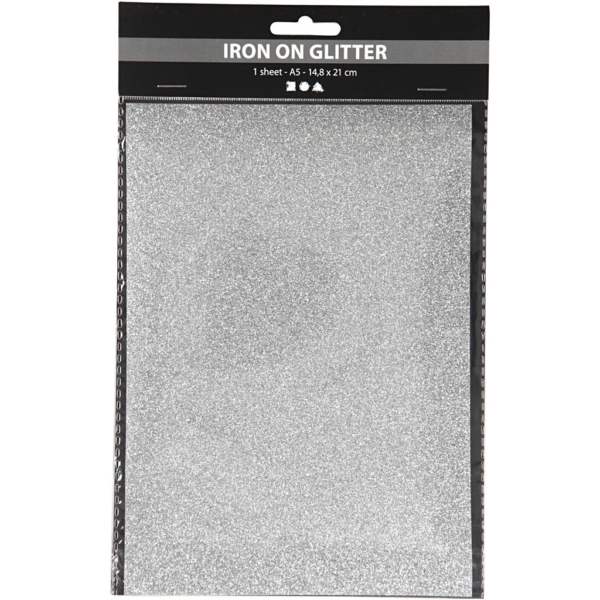 Bügelfolie, A5, 148x210 mm, Glitter, Silber, 1 Bl. – Bild 2