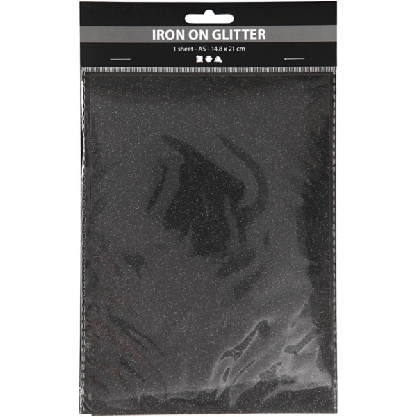 Bügelfolie, A5, 148x210 mm, Glitter, Schwarz, 1 Bl. – Bild 2