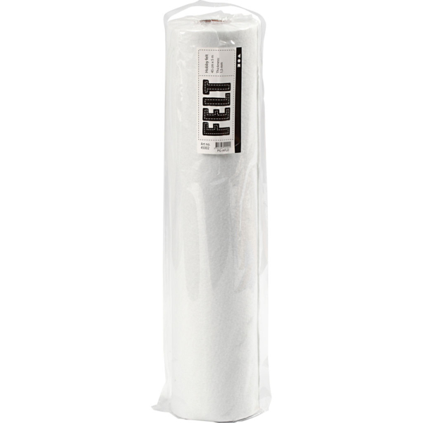 Bastelfilz, B 45 cm, Dicke 1,5 mm, 180-200 g, Weiß, 5 m/ 1 Rolle – Bild 2