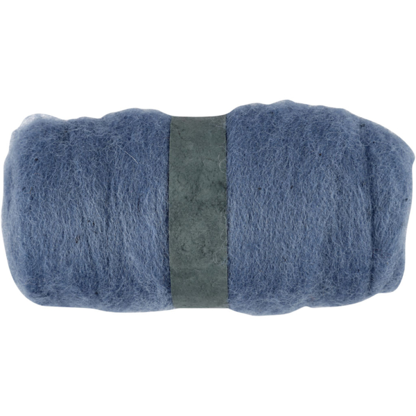 Wolle, kardiert, Himmelblau, 100 g/ 1 Bündl.
