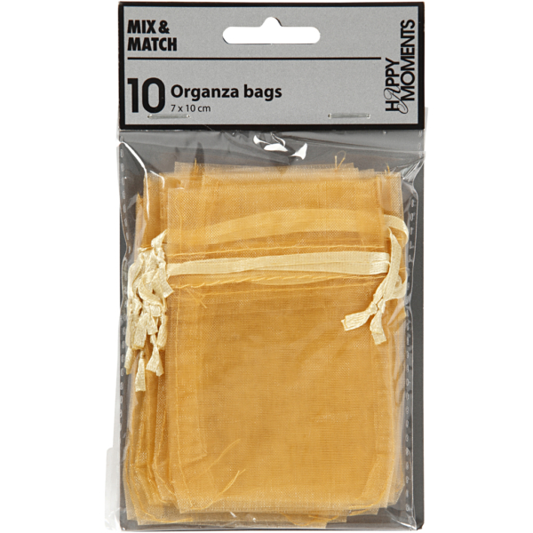 Organza-Beutel, Größe 7x10 cm, Gold, 10 Stk/ 1 Pck – Bild 2