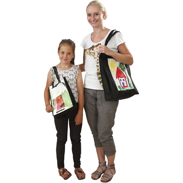 Tasche mit Front aus Kunststoff, Größe 42x34x12 cm, Schwarz, 1 Stk – Bild 2