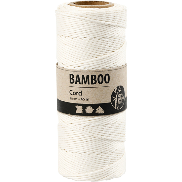 Bambuskordel, Dicke 1 mm, Weiß, 65 m/ 1 Rolle – Bild 2